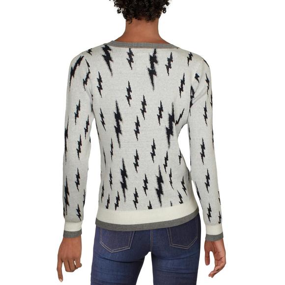 Chaser Womens Gray Metallic Cashmere Blend Crewneck Pullover Sweater Top NWT - Picture 2 of 2